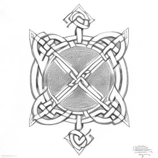 Thor's Hammer Celtic Knots Old School Line Work
