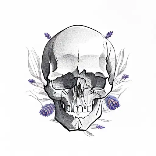 Skull With Lavender