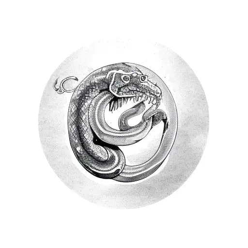 A Sketch Of A Serpent Coiling Around A Crystal Ball
