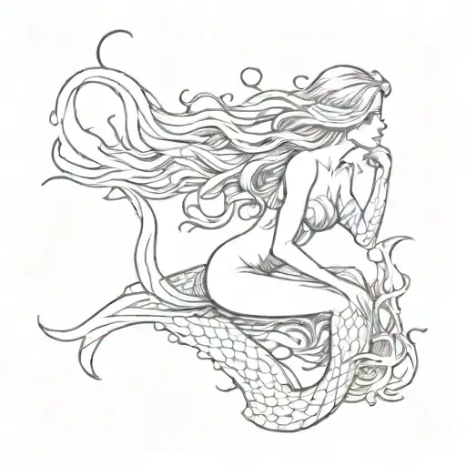 Mermaid Silhouette Sitting