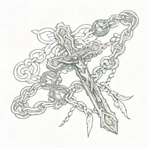 A Rosary With Crucifix Wrapped Around Forearm