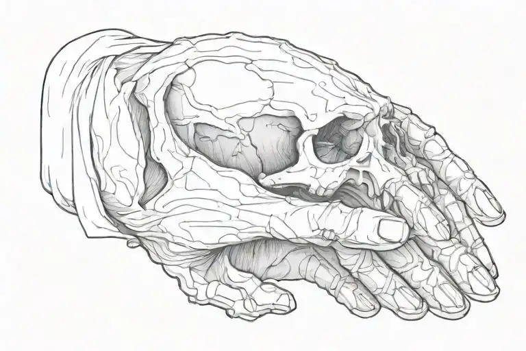Skull Hand Reaching For Human Hand