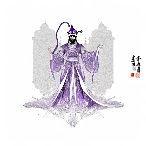 Asian Wizard In Purple Gown