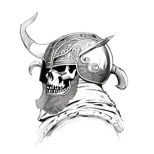Viking With Skull Helmet And Armor