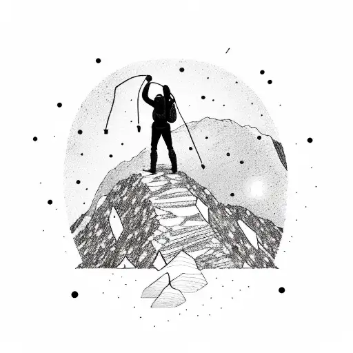 A Hiker Standing On A Mountaintop With A Swirling Galaxy In The Sky