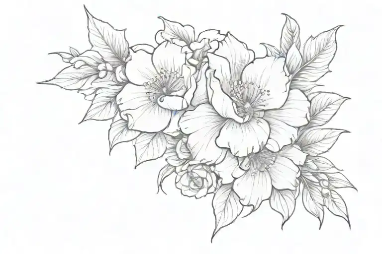 Son Name In Middle With Flowers On Both Sides Shoulder