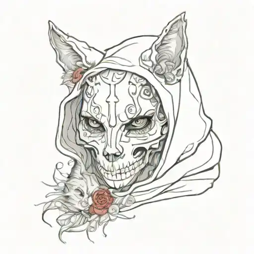 Cat Skull Red Riding Hood
