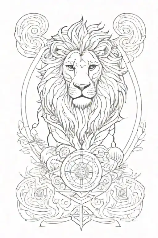 Symmetrical Lion Birth Symbol With Date