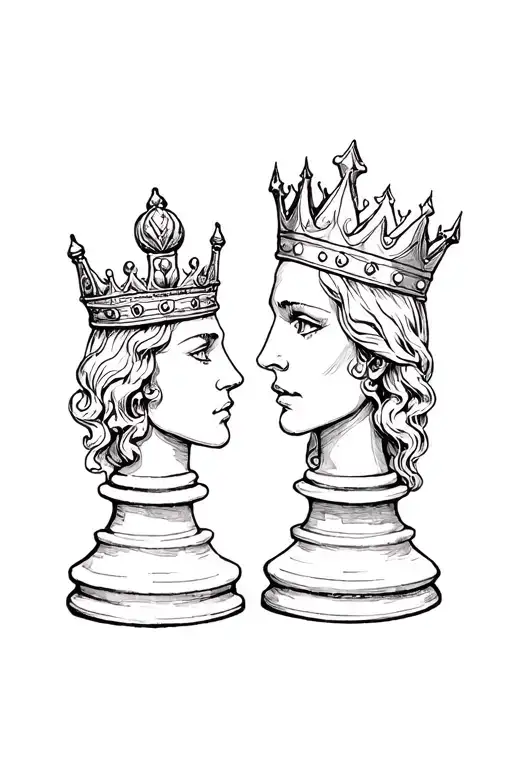 Goth Love King And Queen Chess Pieces