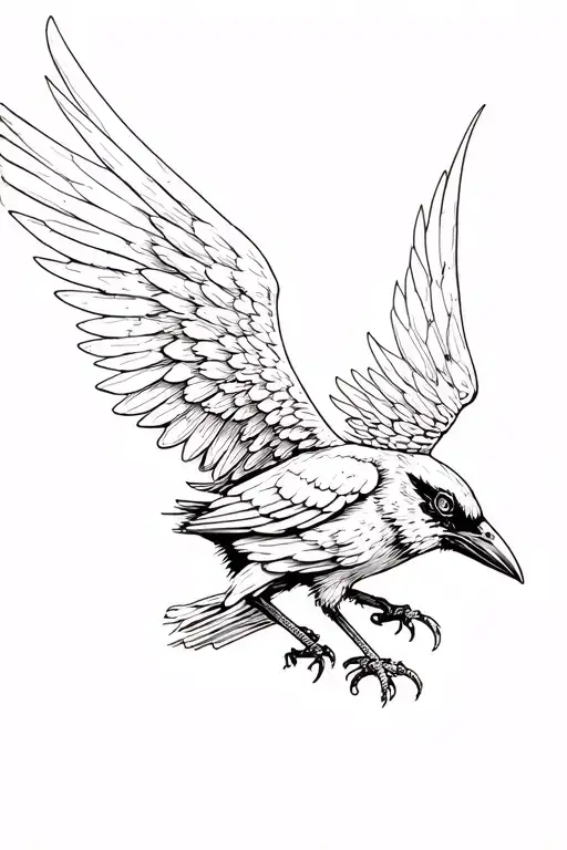 Clockwork Crow Schematic With Its Wings Outstretched