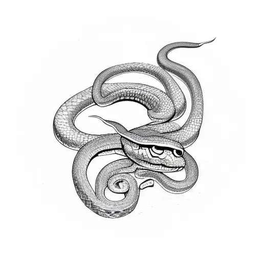 A Snake And Leaves Tattoo Circular
