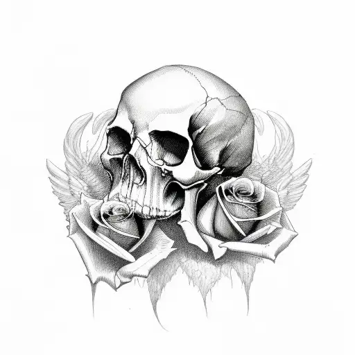 Roses Death Skull Justitia Wings