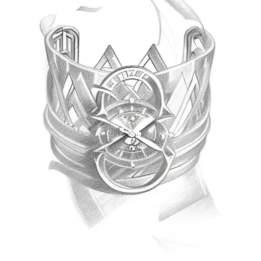 A Sketch-style Tattoo Of A Bracelet With The Number 712 Engraved On It