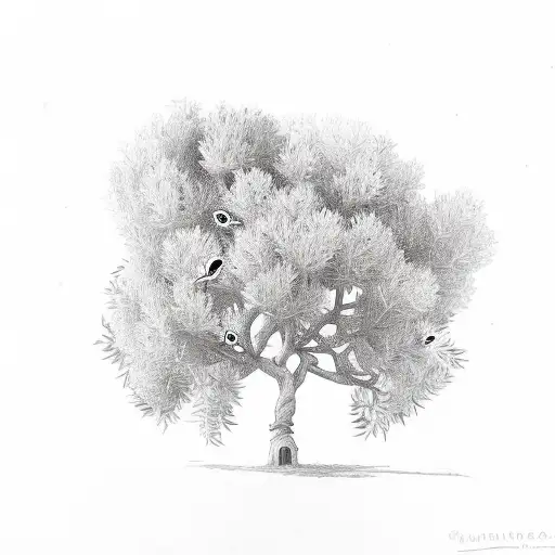 Olive Tree With Flowers And Birds