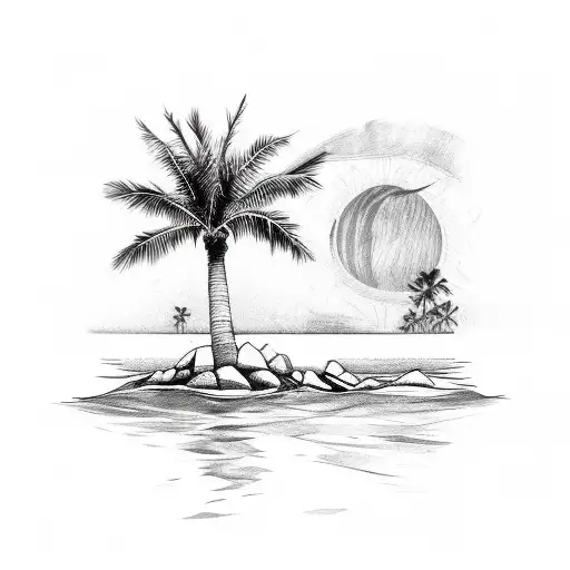 Shark Palm Trees Sunset