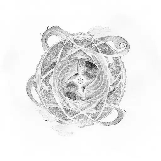 Tattoo Design Combining Spirals And Japanese Cloud Elements
