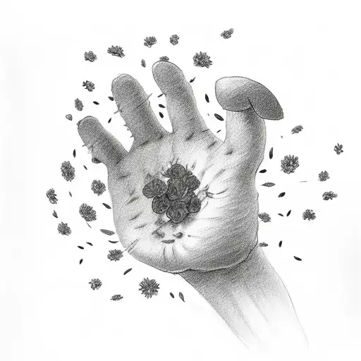 A Sketch-style Cat Paw With Marigold Petals Falling Around It