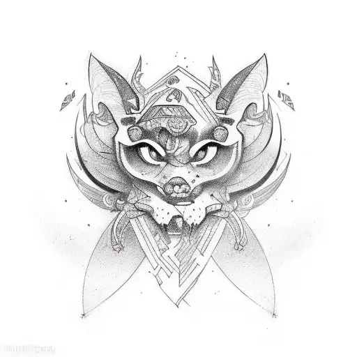 A Tattoo Design Incorporating Elements From Different Cultures And Aesthetics In Sketch Style