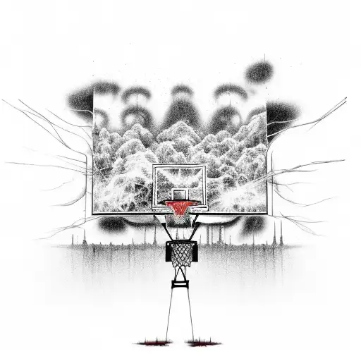 A Graffiti-style Mural Of A Basketball Court With Hip Hop Lyrics Incorporated