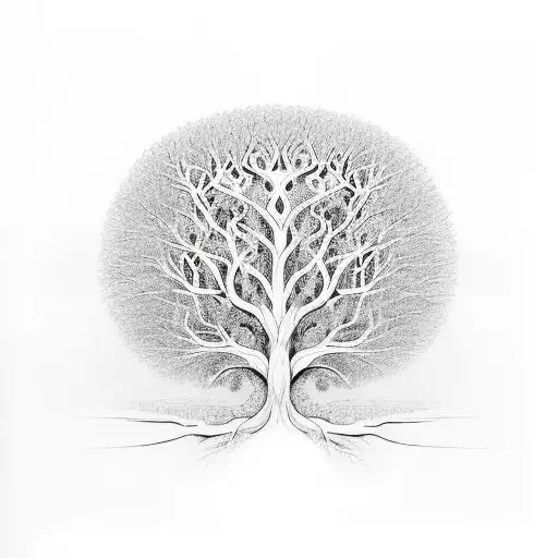 An Intricate And Mystical Interpretation Of The Tree Of Life With Roots And Branches Intertwining
