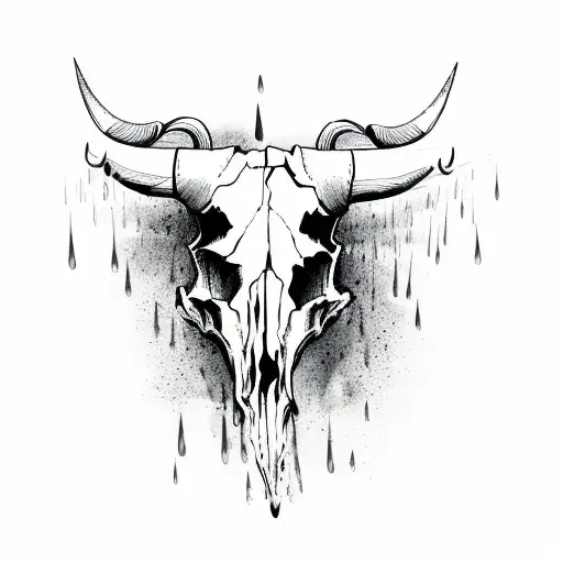 Bull Skull With Rain
