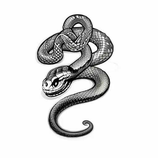 A Snake Entangling An Apple