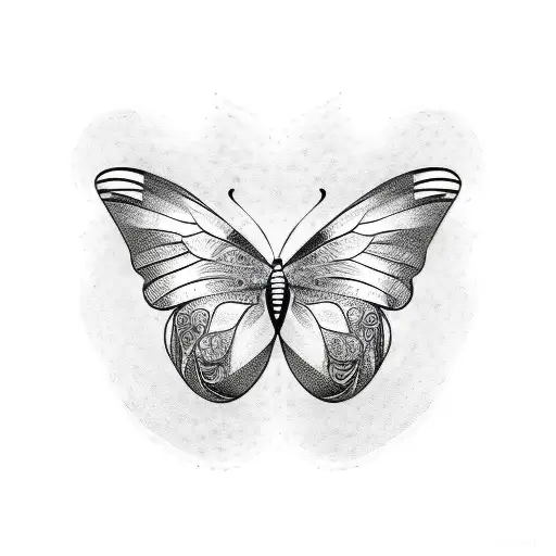 A Sketch-style Tattoo Of A Butterfly With Delicate Wings And Bold Black Outlines