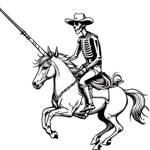 A Cowboy Skeleton Riding A Unicorn