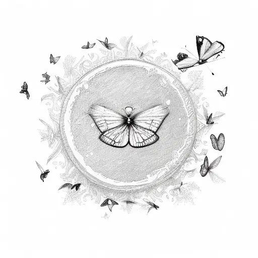 A Sketched Representation Of A Bible Verse Surrounded By Flying Butterflies