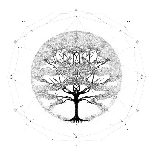 Minimalist Sketch Of A Constellation Forming The Tree Of Life