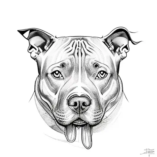 Pit Bull With Mid Mod Flowers