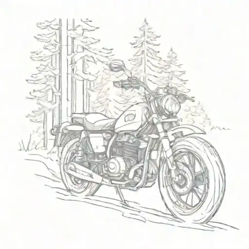Motorcycle In A Forest