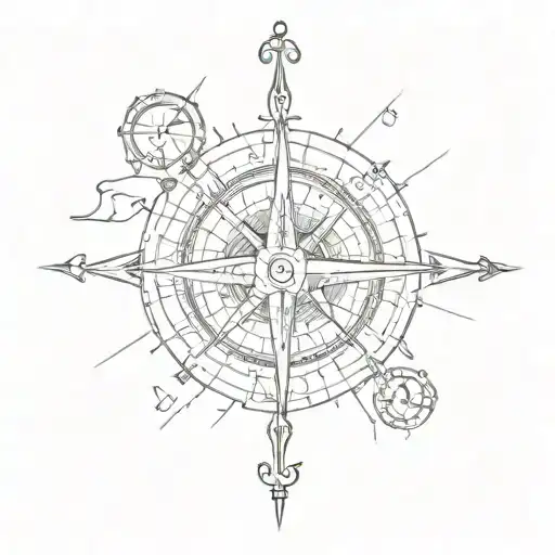 Cardinal Directions With Compass And Anchor