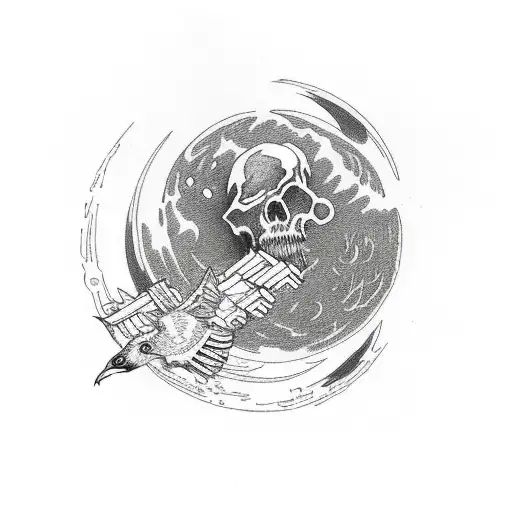 Graveyard Sleeve With Blood Moon And Birds And Zombies Coming From The Graves