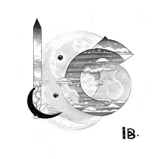 Letter B With Moon