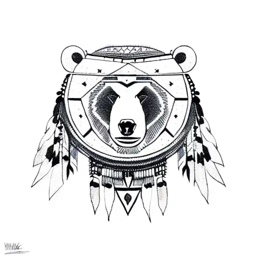 Bear With Native American Headdress