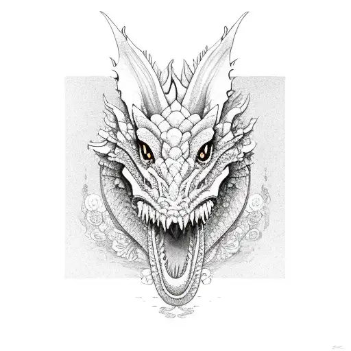 Dragon In Liily Flowers