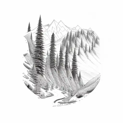 A Trail Winding Through A Mountain Range At Sunset