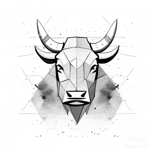 Minimalistic Bull Head Sketch With Stock Market Charts As Shading