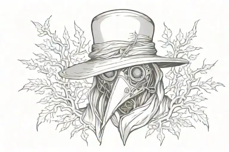 Plague Doctor Mask In The Middle With Scary Branches