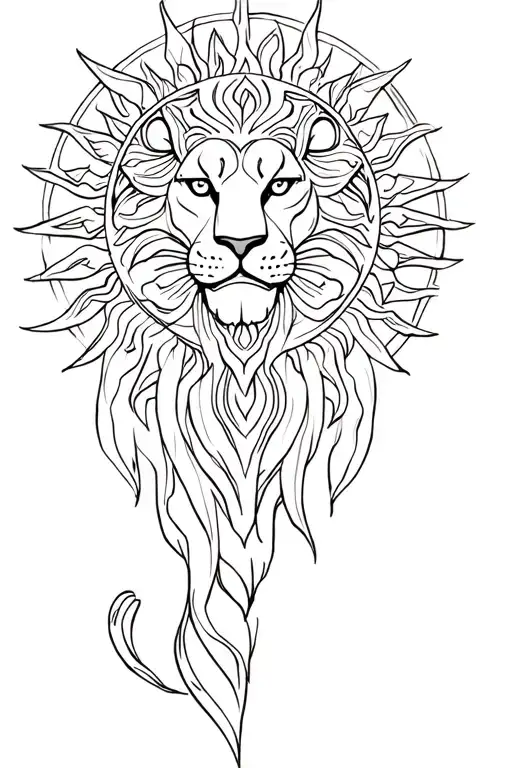 Maori Tattoo Black Lion Sun Lines