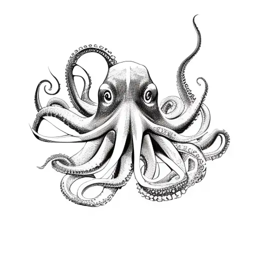 A Sketch-style Illustration Of A Jiu Jitsu Octopus Grappling With Its Opponents