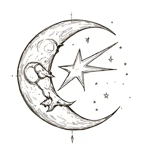 Moon Shooting Star Portraying A Neda Symbol