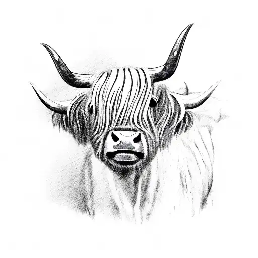 Highland Cow With Out Hair Infront Of Face