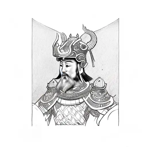 A Sketch Of Qin Shi Huang Wearing Dragon Armor