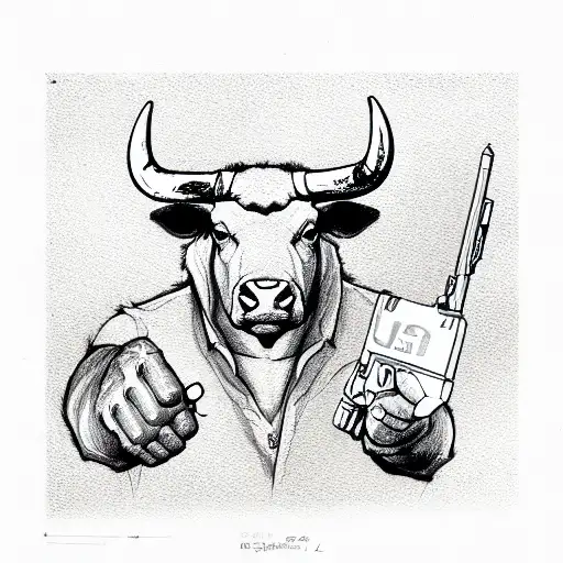 Bull With Glock-18 In One Hand
