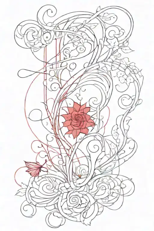 Cursive Genesis Red Color Going Vertical