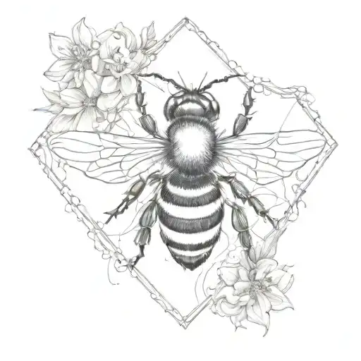 Bee Hexagon Floral Needle And Thread
