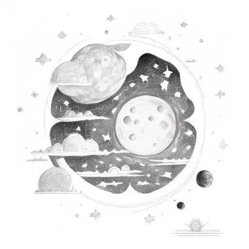 The Moon And The Stars Hidden By Clouds