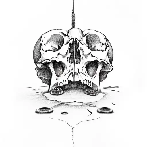 Skull With Mushrooms